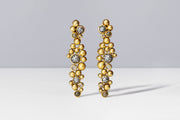 Todd Reed earrings with Cabochon™ diamonds (~3.35ct), white brilliant cut diamonds (~1.10ct), 18k yellow gold and sterling silver with patina.